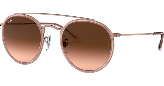 Ray-Ban RB3647N Round Double Bridge Glänzend Kupfer / Verlauf Braun 9069A5 51 - Ansicht 3