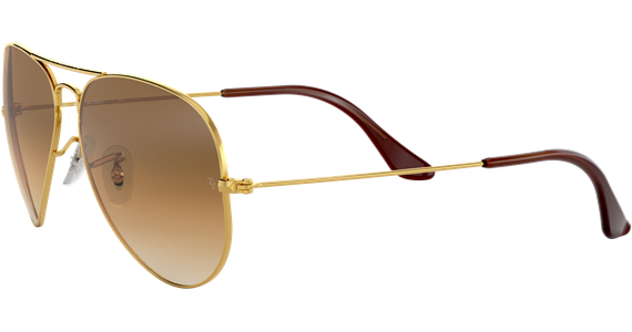 Ray-Ban Aviator Gradient RB3025 Glänzend Gold / Verlauf Hellbraun 001/51 62 - LARGE - Ansicht 3