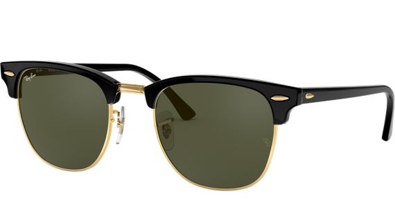 Ray-Ban RB3016 Clubmaster Classic Glänzend Schwarz / Grün W0365 51 - Ansicht 3